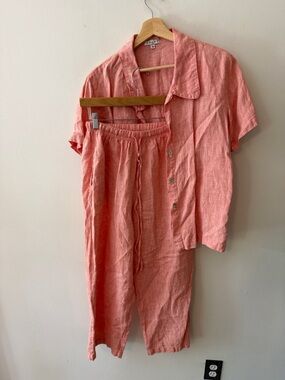 vintage Linen Relaxed Pants & Shirt Set